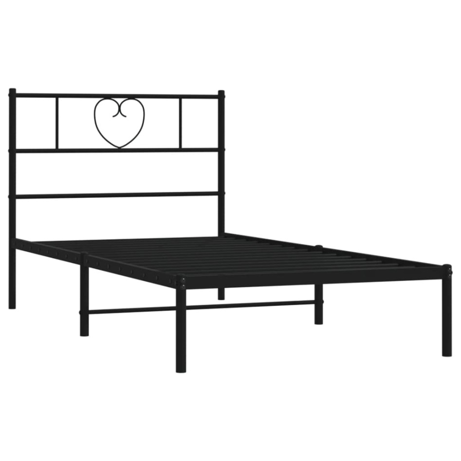 Estructura cama sin colchón con cabecero metal negro 90x190