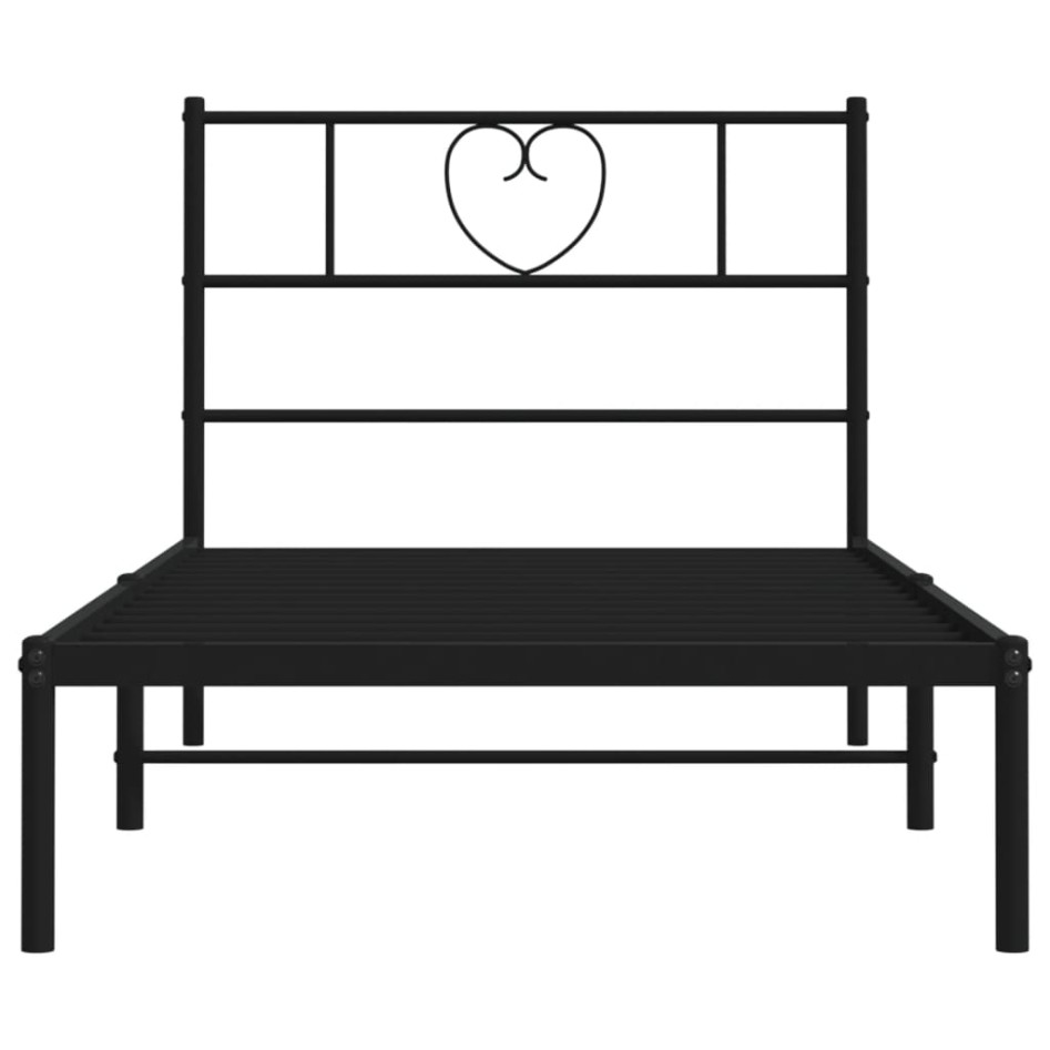 Estructura cama sin colchón con cabecero metal negro 90x190