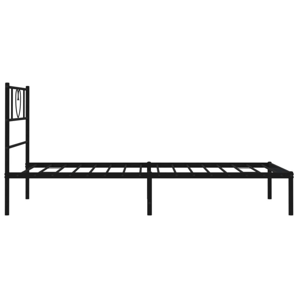 Estructura cama sin colchón con cabecero metal negro 90x190