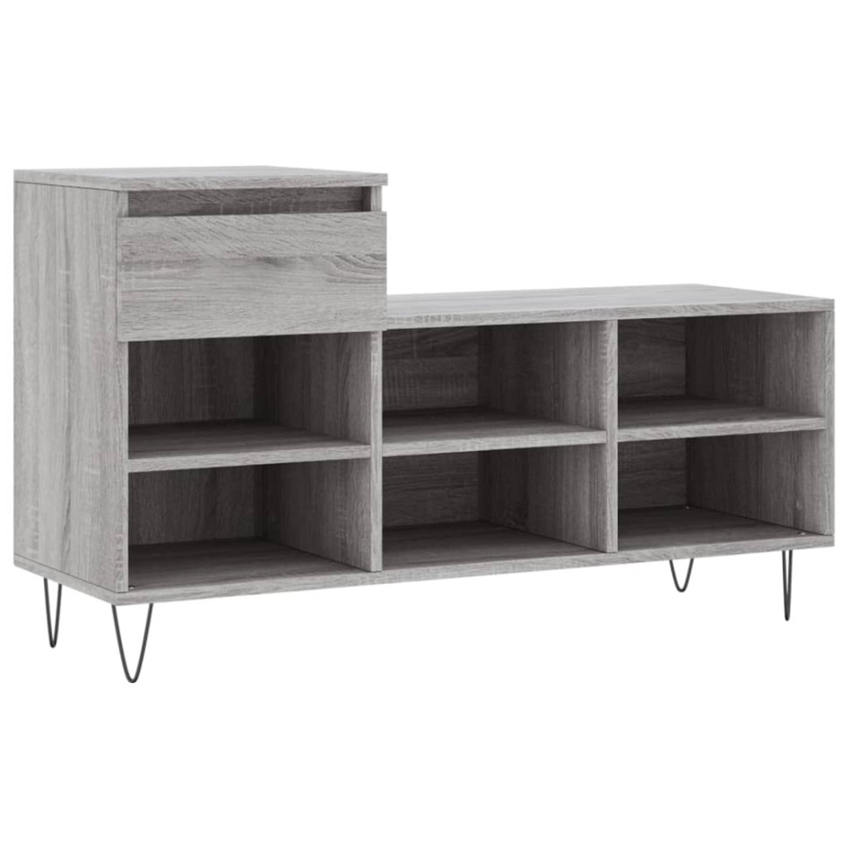 Mueble zapatero madera contrachapada gris Sonoma 102x36x60