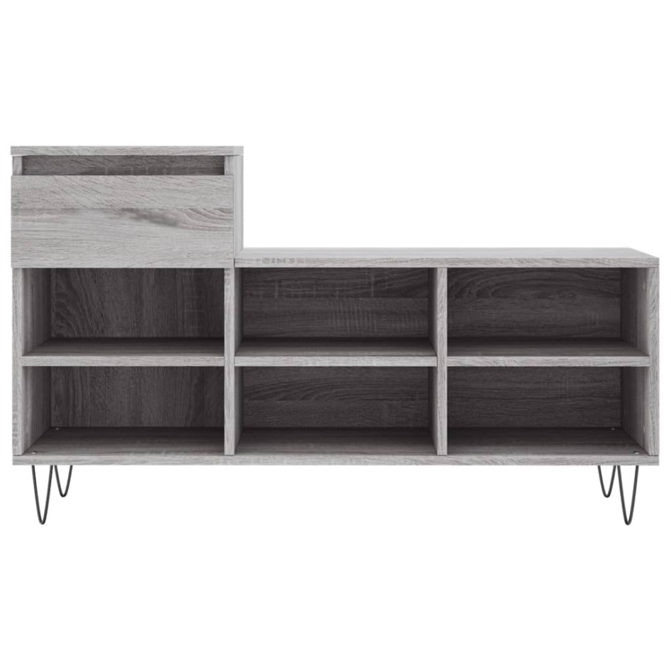 Mueble zapatero madera contrachapada gris Sonoma 102x36x60