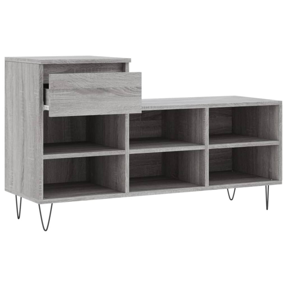 Mueble zapatero madera contrachapada gris Sonoma 102x36x60