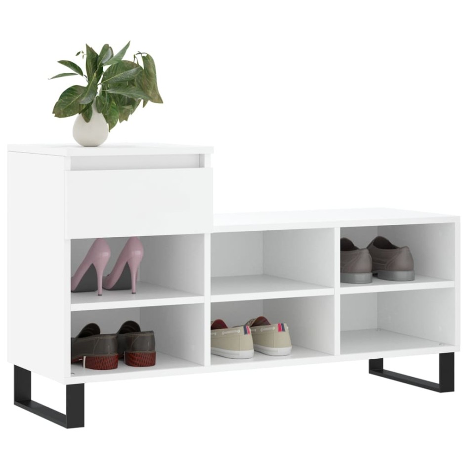 Mueble zapatero madera contrachapada blanco 102x36x60