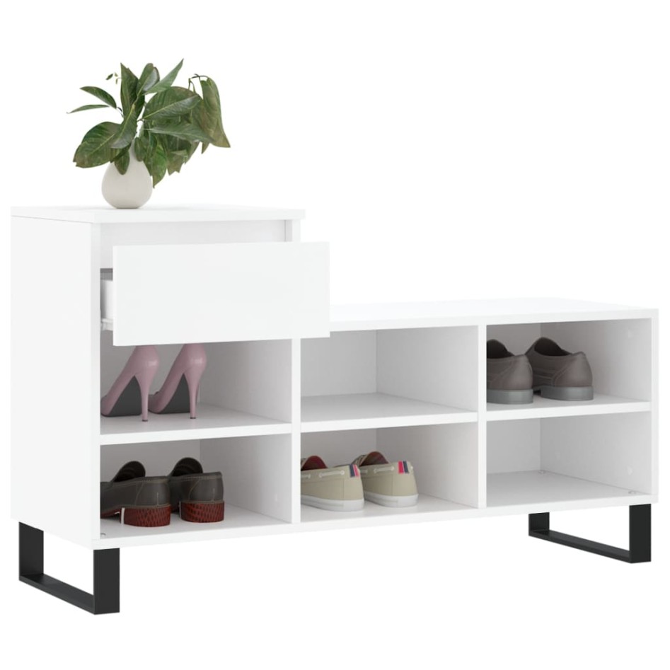 Mueble zapatero madera contrachapada blanco 102x36x60
