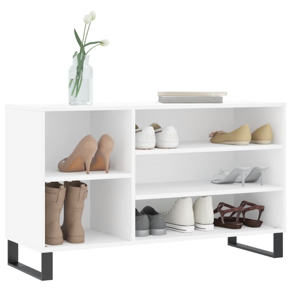 Mueble zapatero madera contrachapada blanco 102x36x60