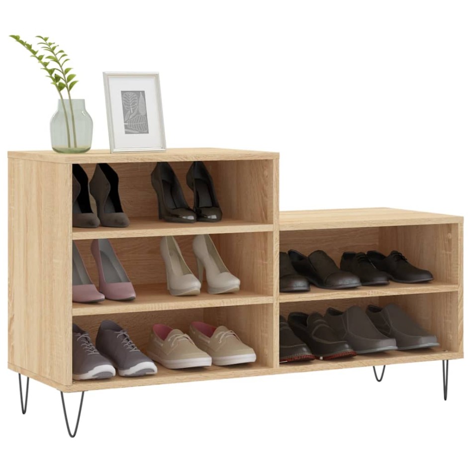 Mueble zapatero madera contrachapada roble Sonoma 102x36x60