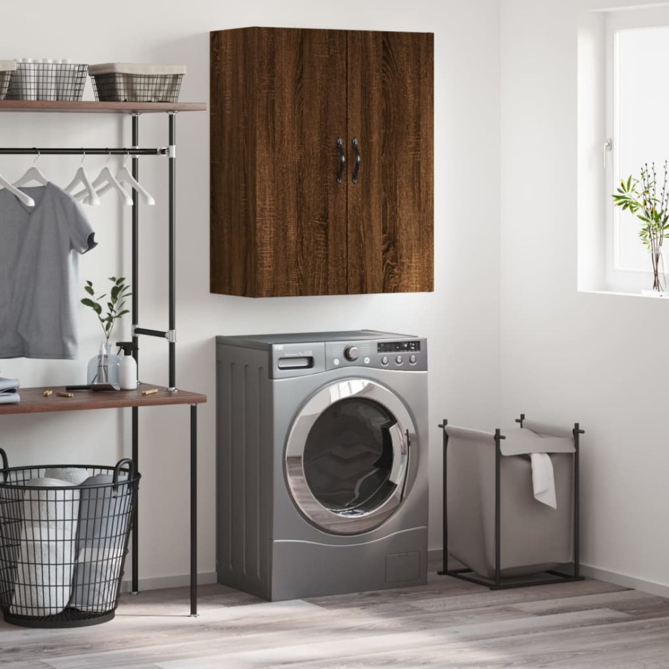 Armario de pared madera ingeniería roble marrón 69,5x34x90