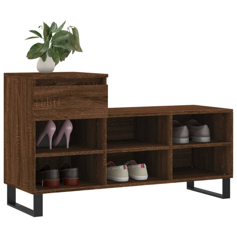 Mueble zapatero madera contrachapada roble marrón 102x36x60