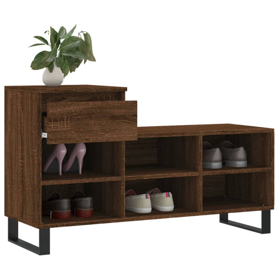 Mueble zapatero madera contrachapada roble marrón 102x36x60