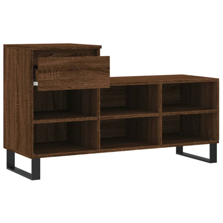 Mueble zapatero madera contrachapada roble marrón 102x36x60