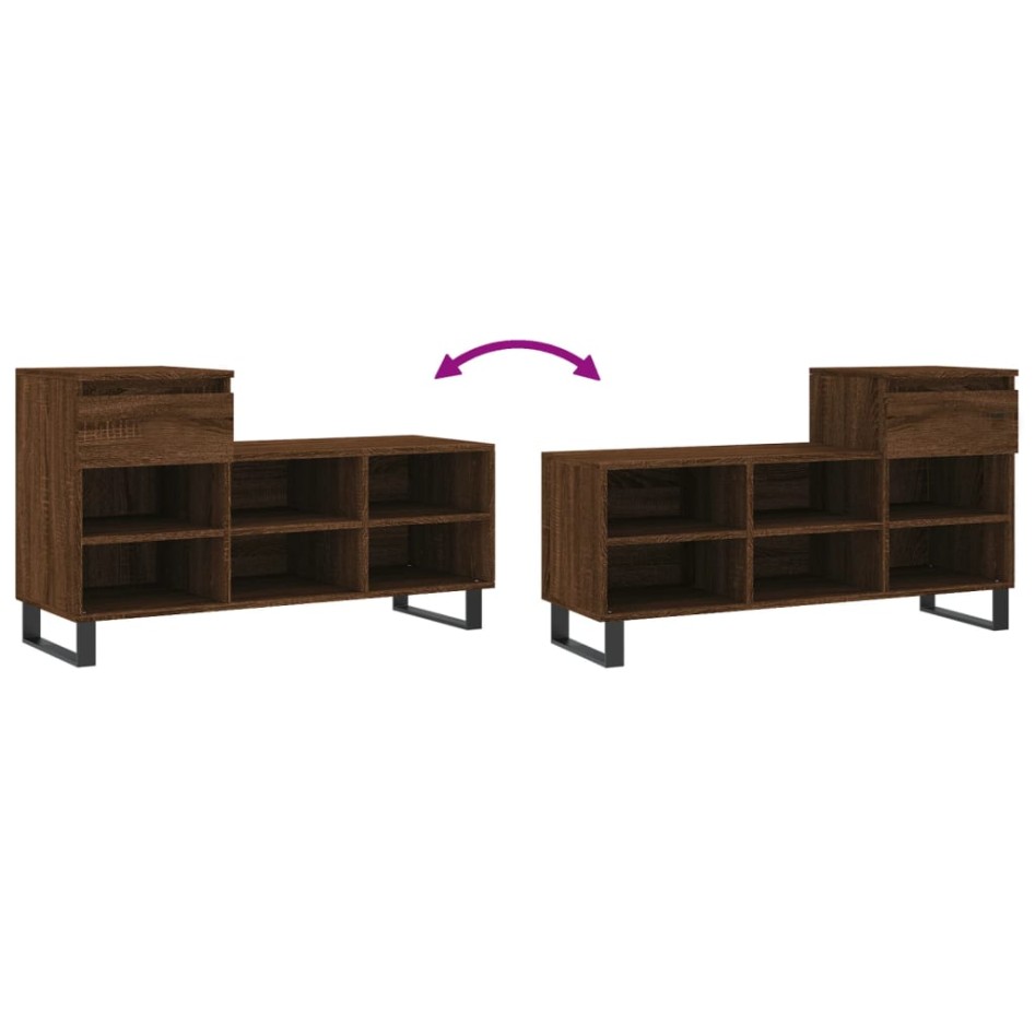 Mueble zapatero madera contrachapada roble marrón 102x36x60
