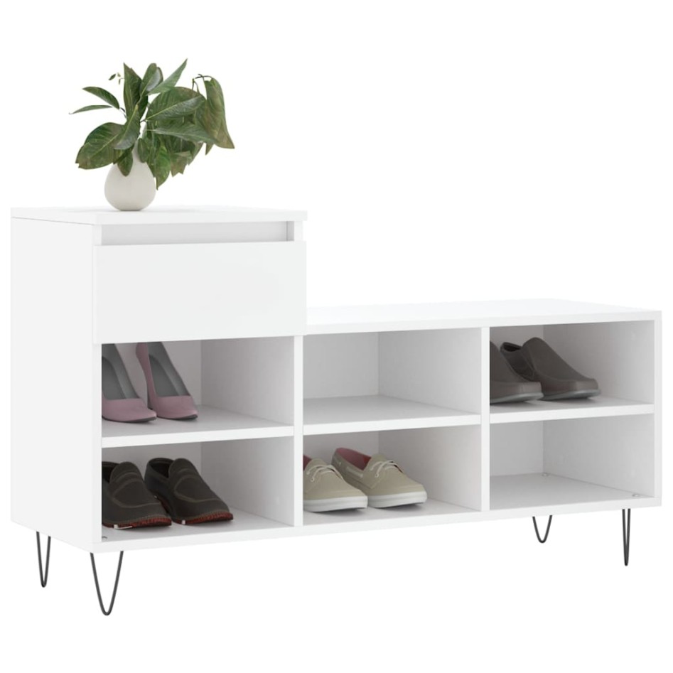 Mueble zapatero madera contrachapada blanco 102x36x60