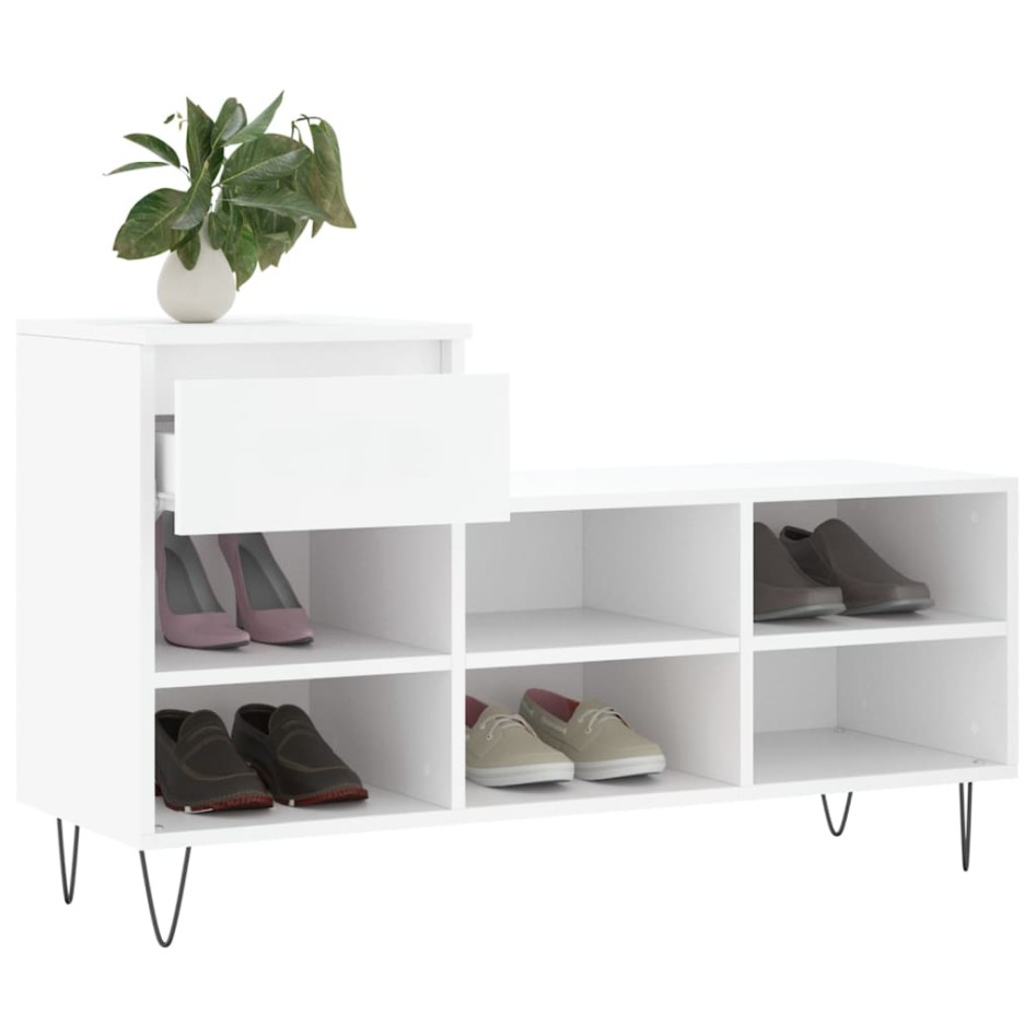 Mueble zapatero madera contrachapada blanco 102x36x60