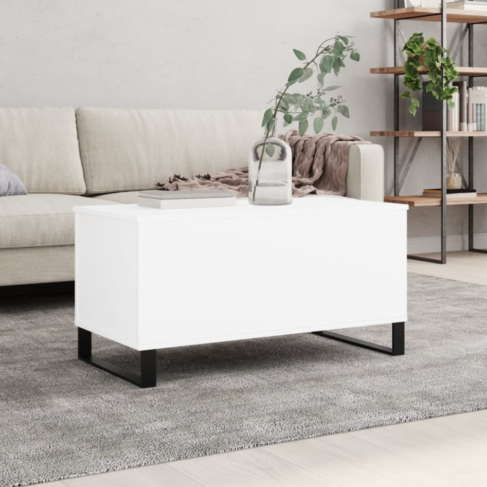 Mesa de centro madera contrachapada blanco 90x44,5x45