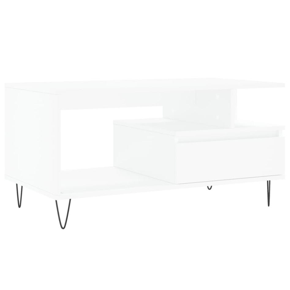 Mesa de centro madera contrachapada blanca 90x49x45