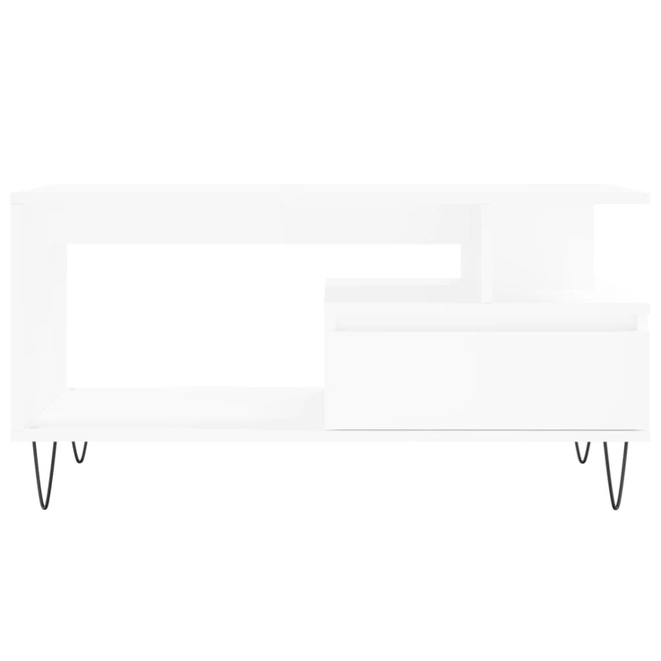 Mesa de centro madera contrachapada blanca 90x49x45