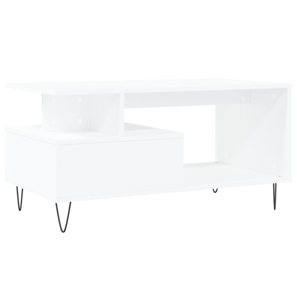 Mesa de centro madera contrachapada blanca 90x49x45