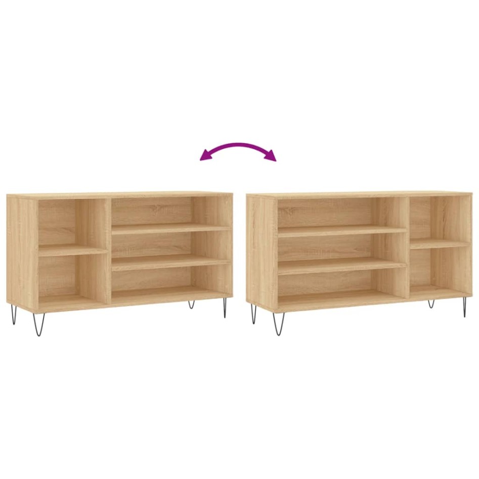 Mueble zapatero madera contrachapada roble Sonoma 102x36x60