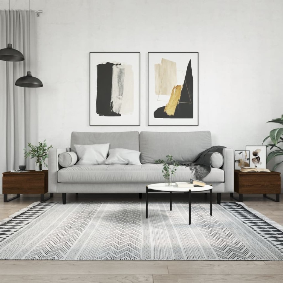 Mesas de centro 2 uds madera ingeniería roble marrón