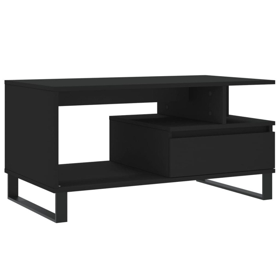 Mesa de centro madera contrachapada negro 90x49x45