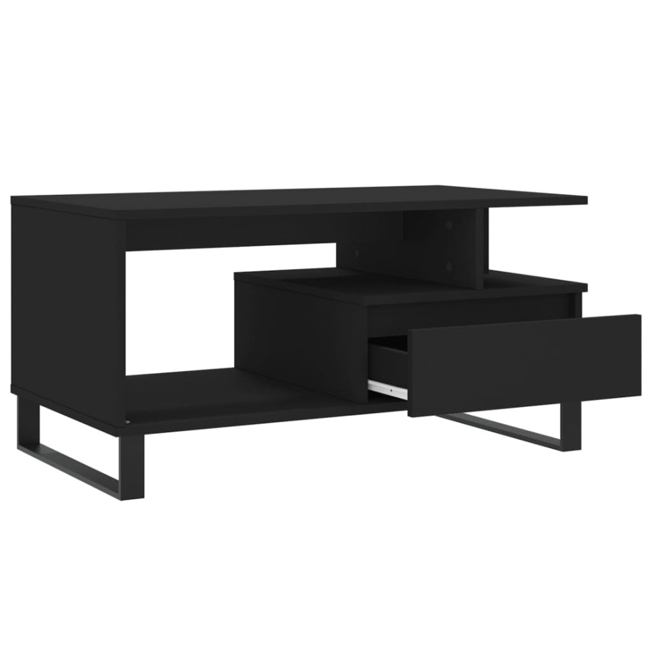 Mesa de centro madera contrachapada negro 90x49x45
