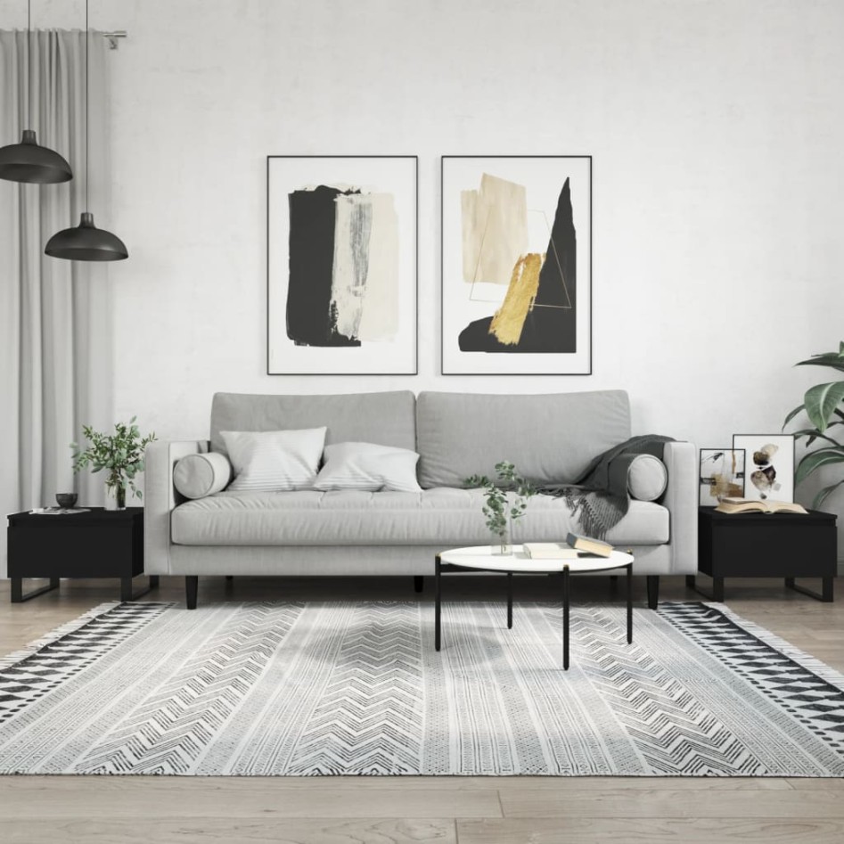 Mesas de centro 2 uds madera de ingeniería negro 50x46x35