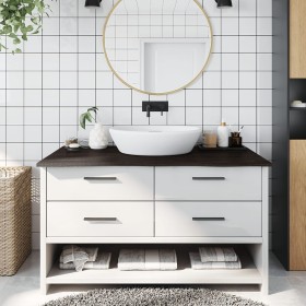 Encimera baño madera maciza tratada marrón oscuro 100x60x2
