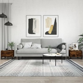 Mesas centro 2 uds madera ingeniería roble ahumado 50x46x35