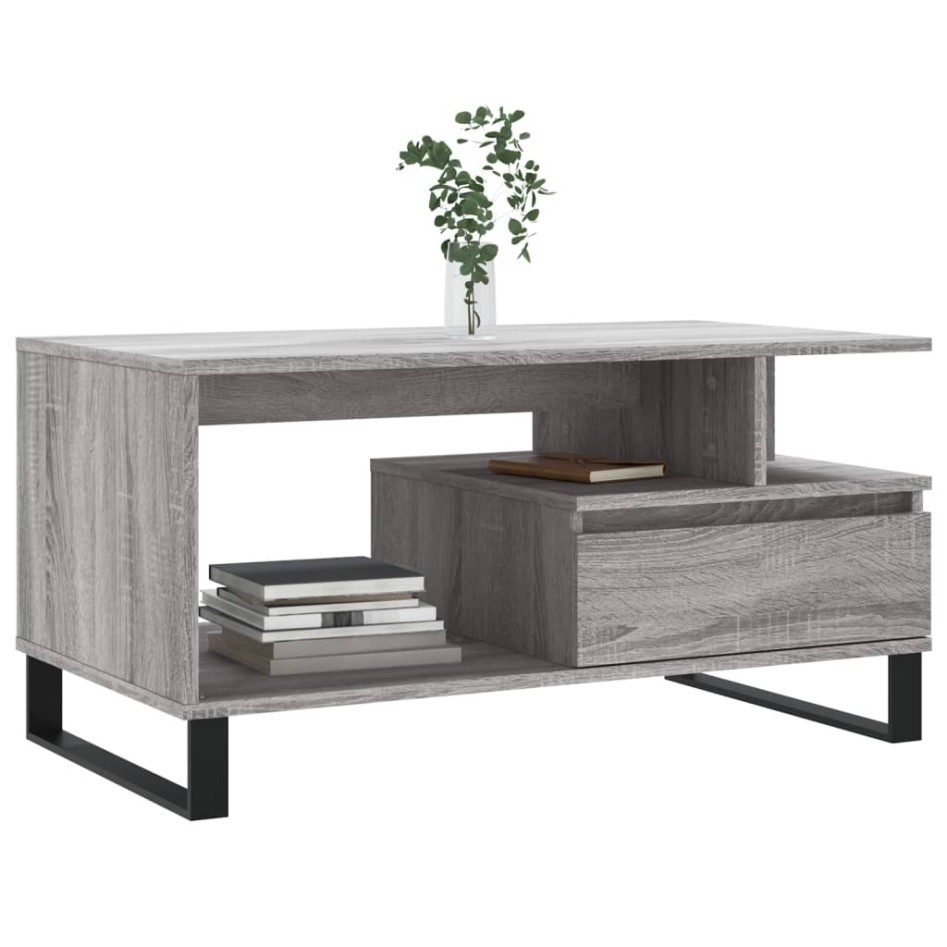 Mesa de centro madera contrachapada gris Sonoma 90x49x45