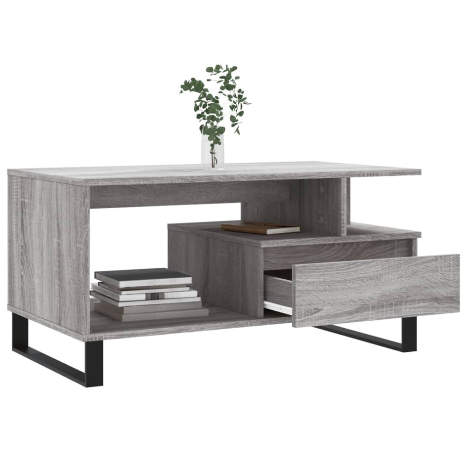 Mesa de centro madera contrachapada gris Sonoma 90x49x45