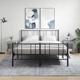 Mesita de noche 2 uds madera ingeniería gris Sonoma 40x35x50