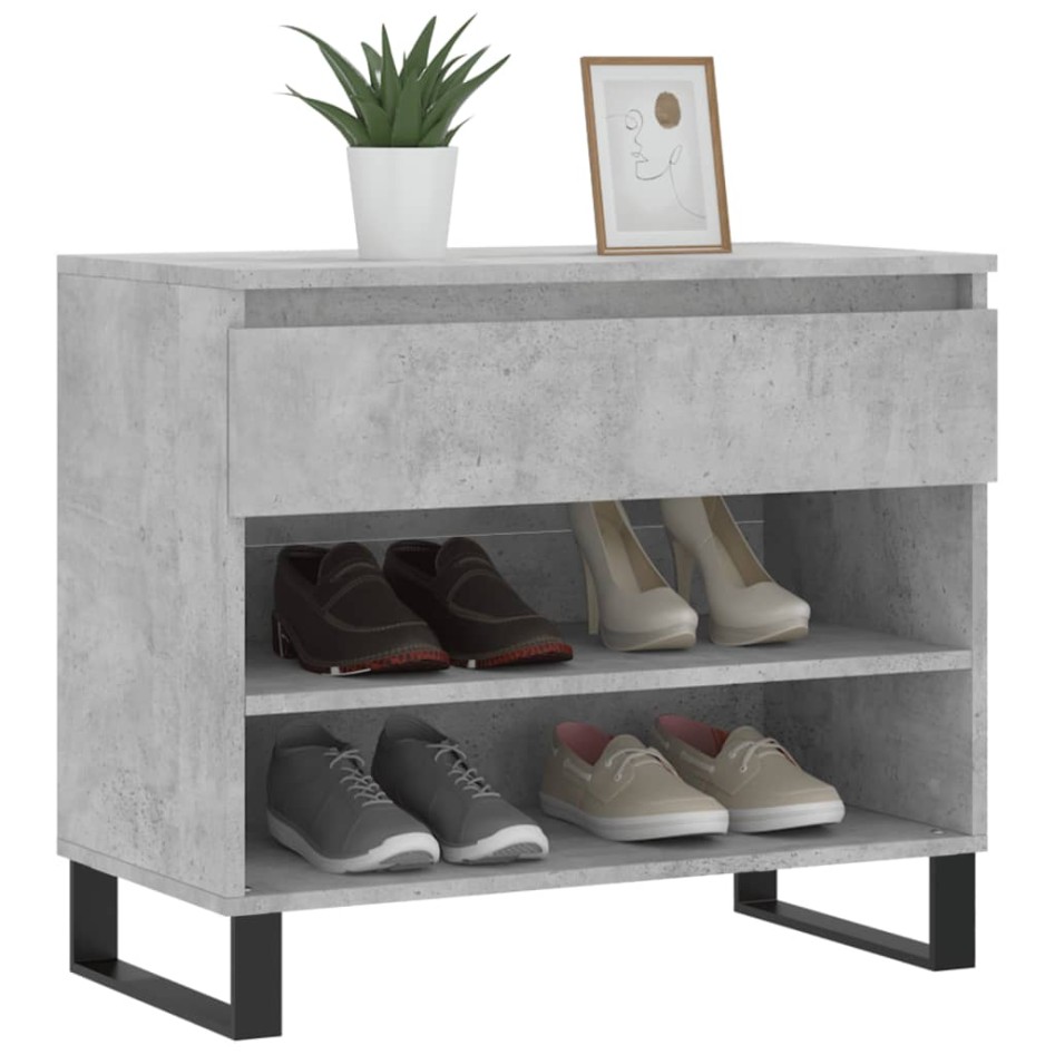Mueble zapatero madera contrachapada gris hormigón 70x36x60