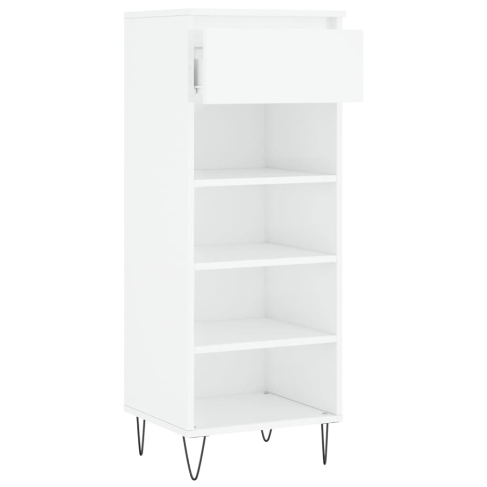 Mueble zapatero madera contrachapada blanco brillo 40x36x105
