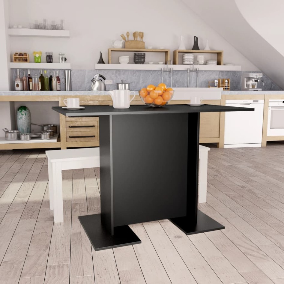 Mesa de comedor de madera contrachapada negro 110x60x75