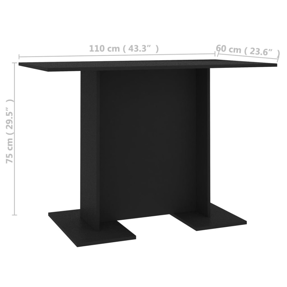 Mesa de comedor de madera contrachapada negro 110x60x75