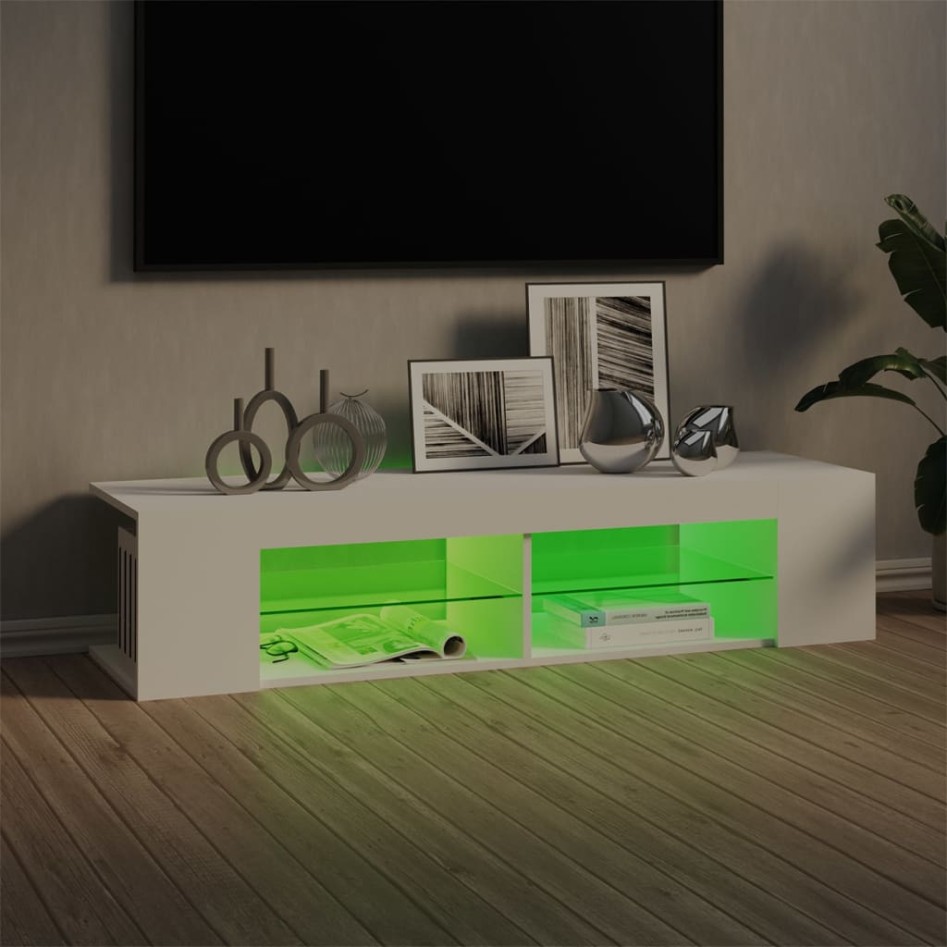 Mueble de TV con luces LED blanco 135x39x30