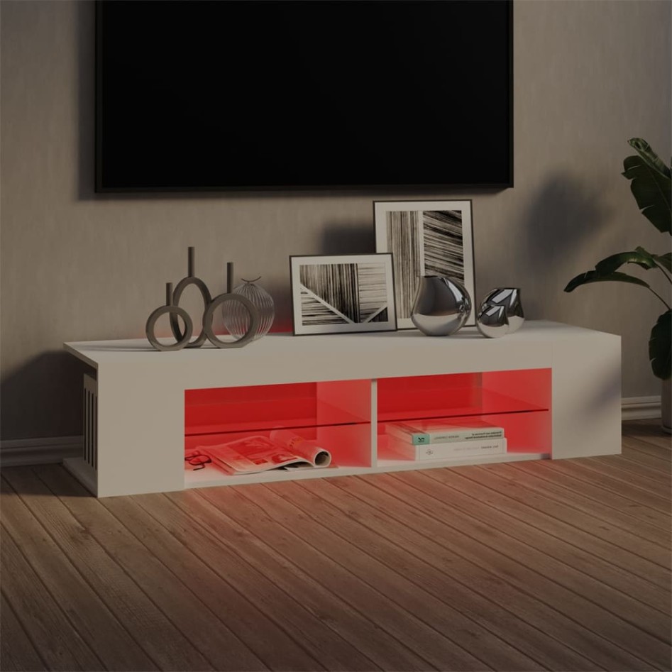 Mueble de TV con luces LED blanco 135x39x30