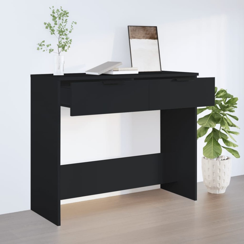 Mesa consola madera de ingeniería negro 90x36x75