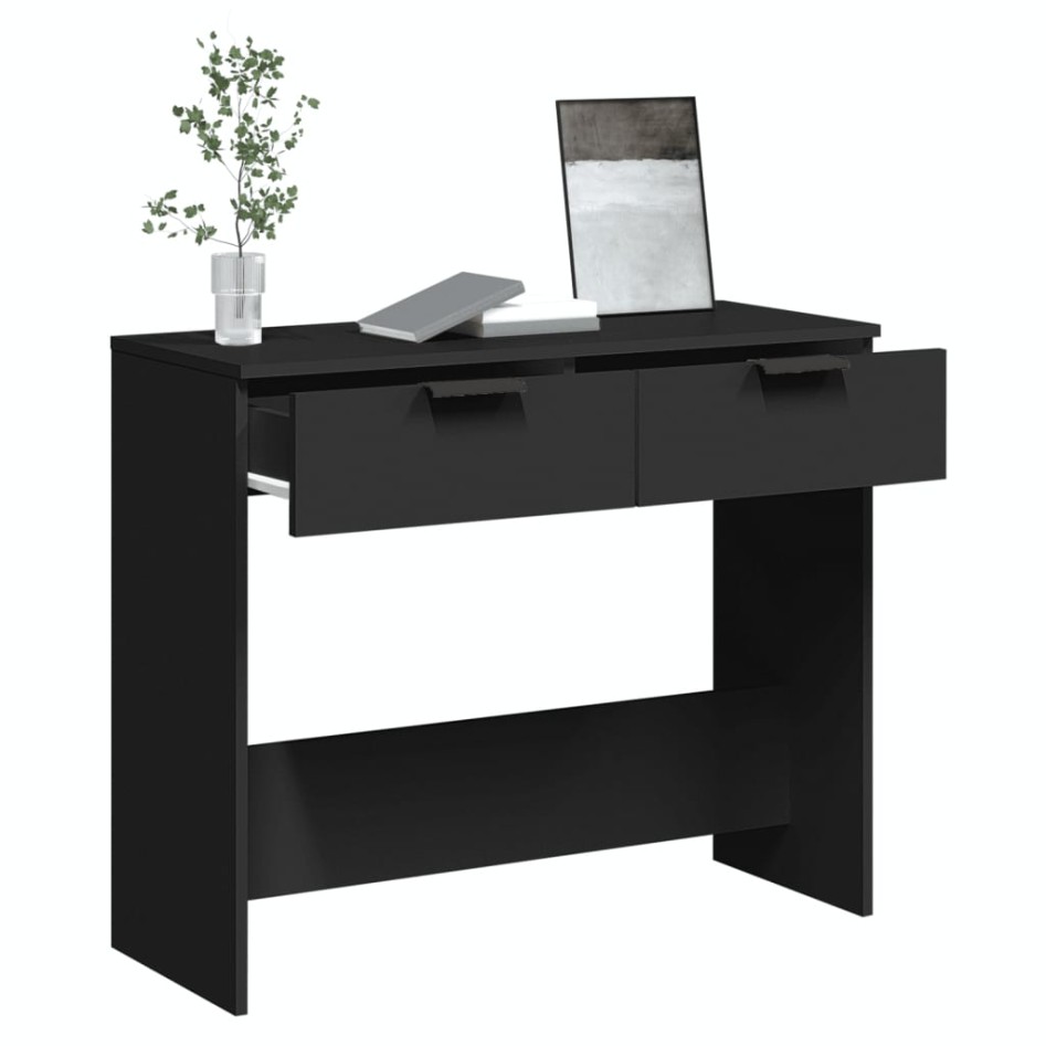 Mesa consola madera de ingeniería negro 90x36x75