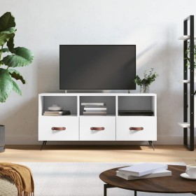 Mueble de TV madera de ingeniería blanco 102x36x50