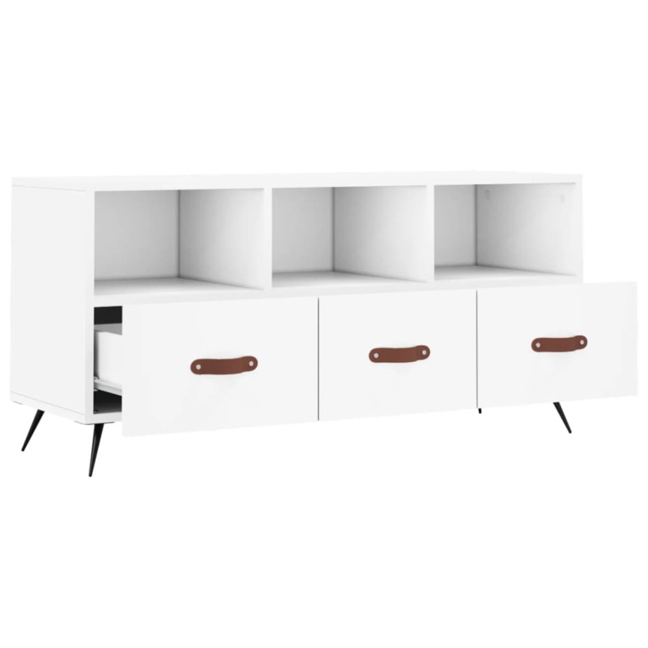 Mueble de TV madera de ingeniería blanco 102x36x50