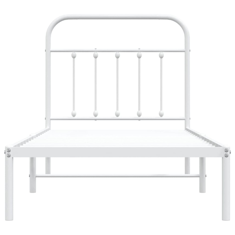 Estructura cama sin colchón con cabecero metal blanco 90x190
