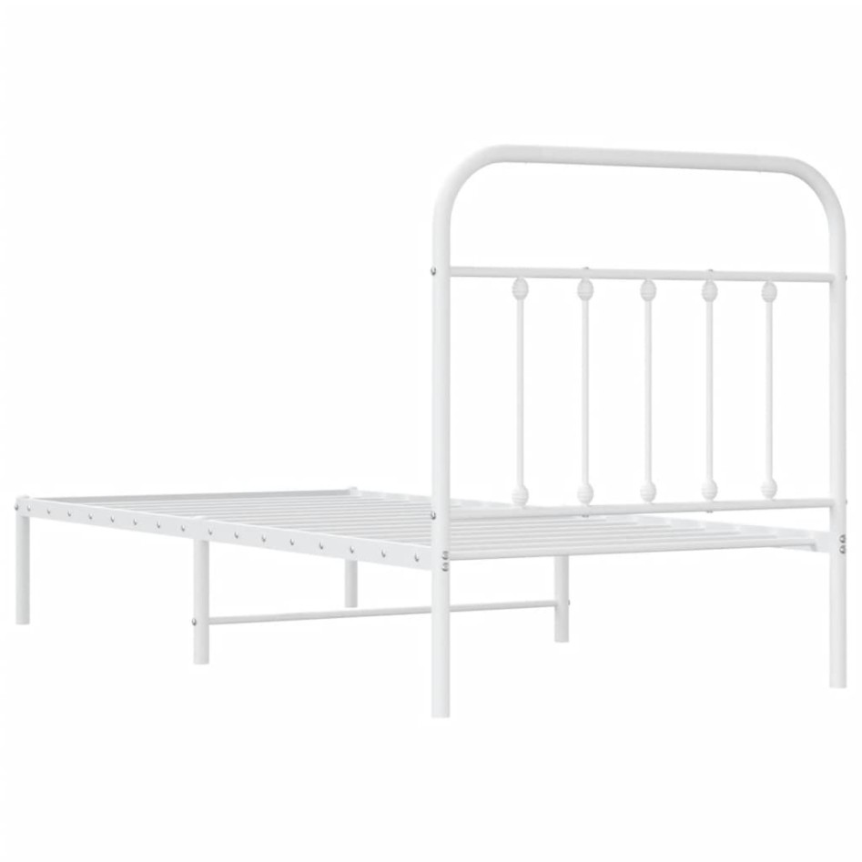 Estructura cama sin colchón con cabecero metal blanco 90x190