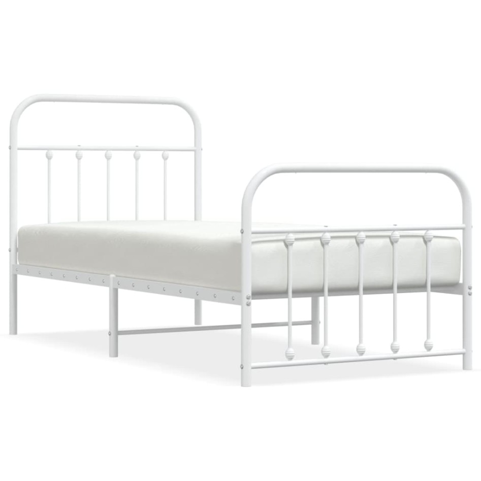 Estructura cama sin colchón con estribo metal blanco 90x200