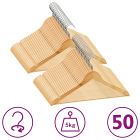 Juego de perchas para ropa 50 uds antideslizantes madera