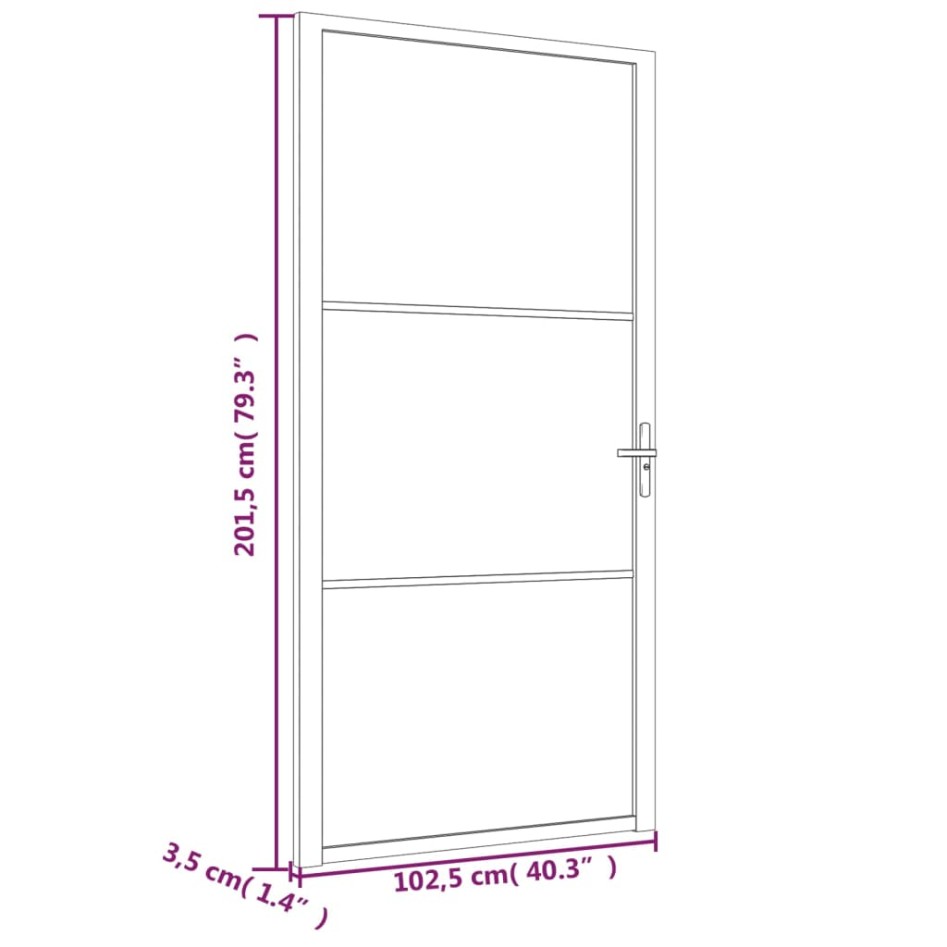 Puerta interior de vidrio y aluminio negro mate 102,5x201,5