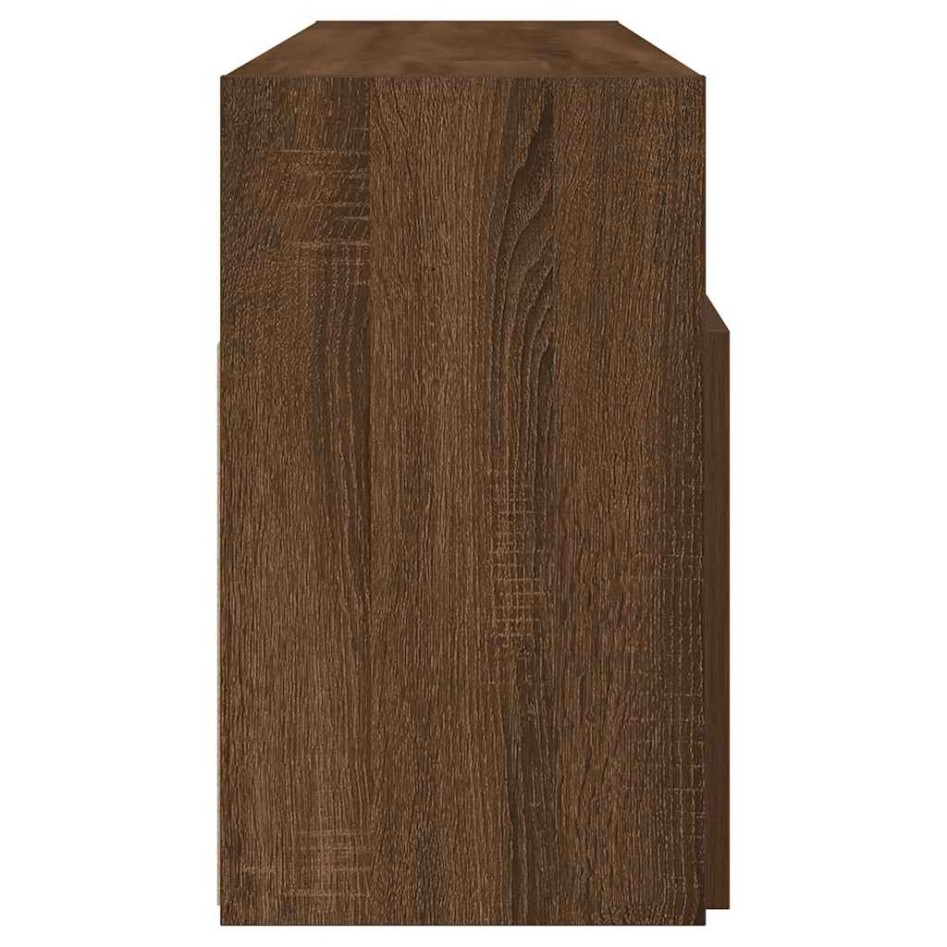 Mueble de TV con luces LED marrón roble 120x30x50