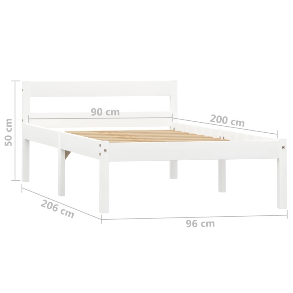 Estructura de cama sin colchón madera de pino blanco 90x200