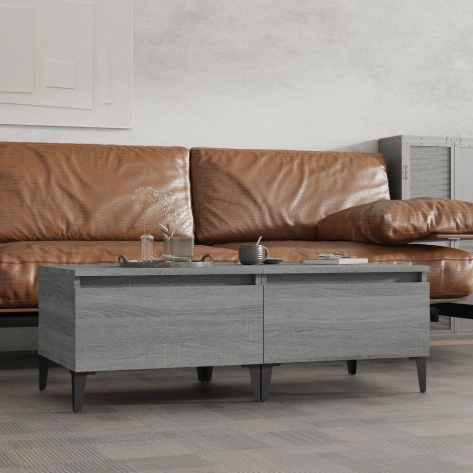 Mesas auxiliares 2 uds contrachapada gris Sonoma 50x46x35