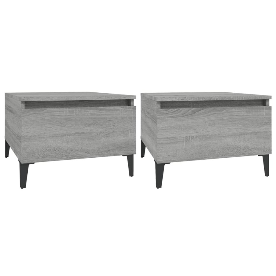Mesas auxiliares 2 uds contrachapada gris Sonoma 50x46x35